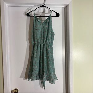 Floral Green Sleeveless Dress